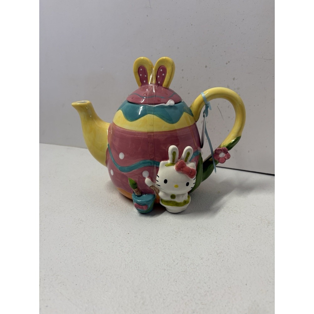 Blue Sky Clayworks - Hello Kitty Painter Bunny Teapot 7.5"H